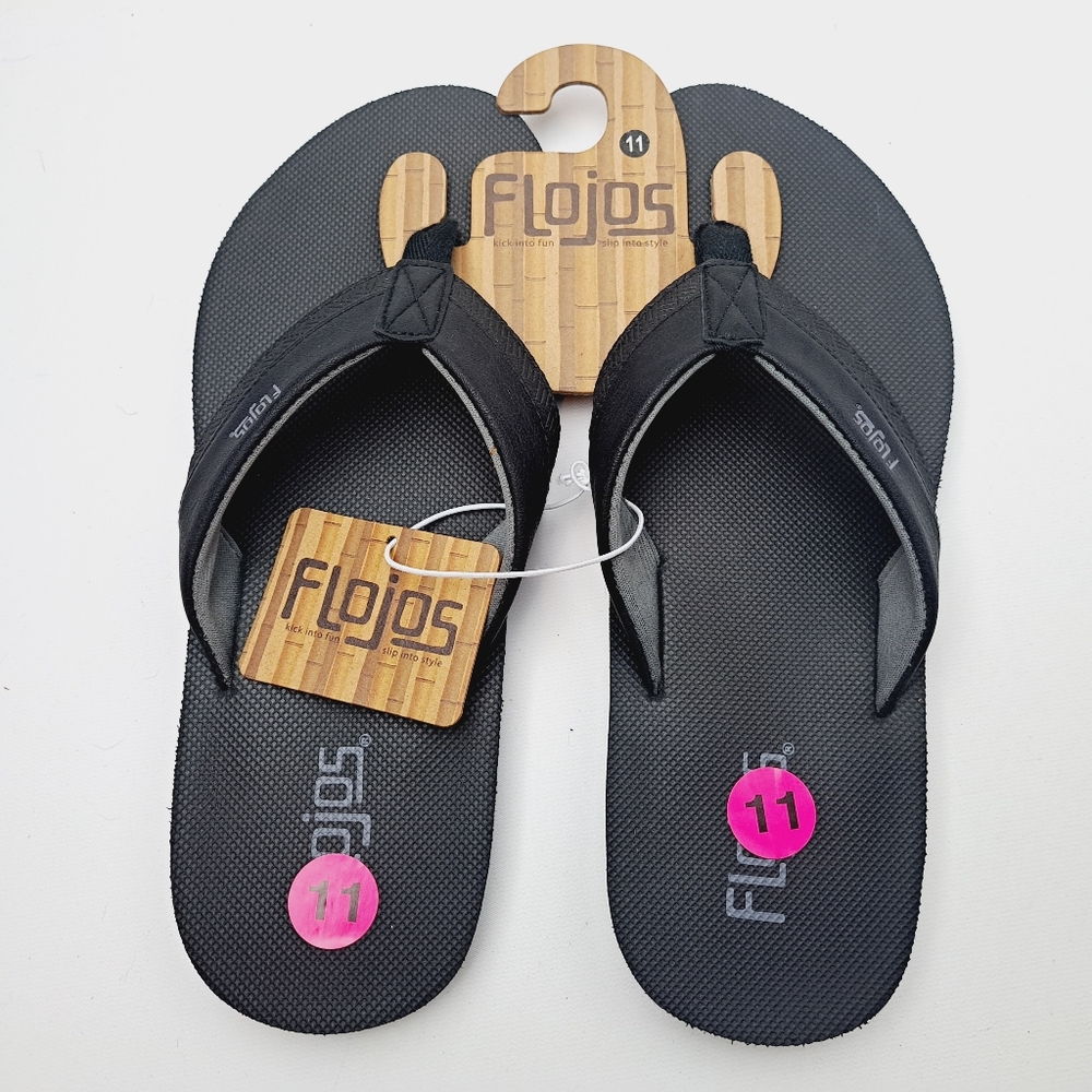 Flojos Men's Thong Sandals Flip Flops Black Size 11 - Picture 2 of 5